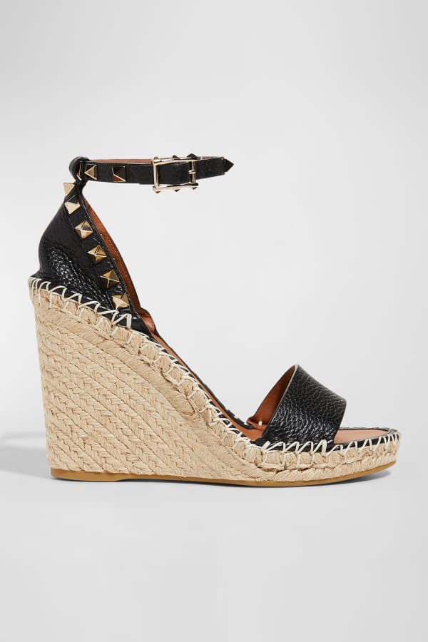 rockstud double grainy calfskin espadrille