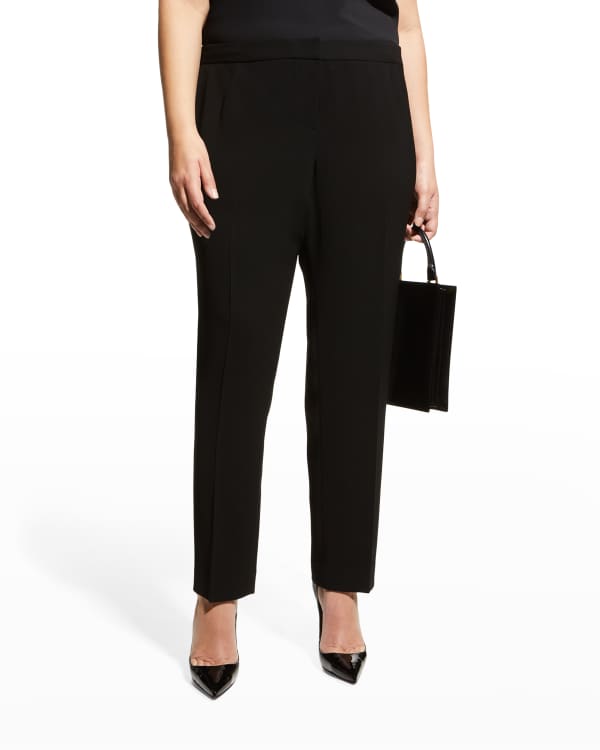 Plus Size Stretch Deco Crepe Straight-Leg Pants, Limestone