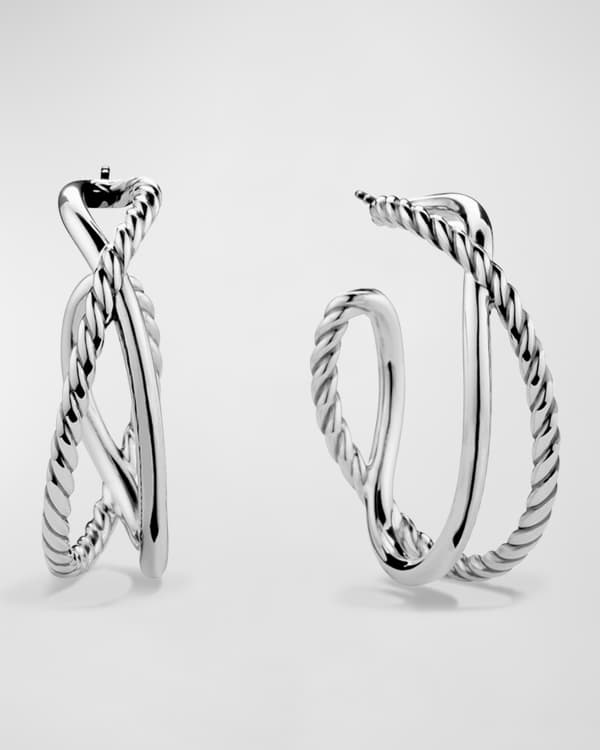 David Yurman 21mm Continuance Hoop Earrings in 18k White Gold Neiman Marcus