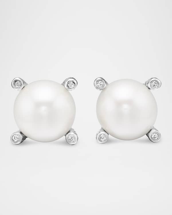 David Yurman Solari 18k Tahitian Pearl Stud Earrings w Diamonds