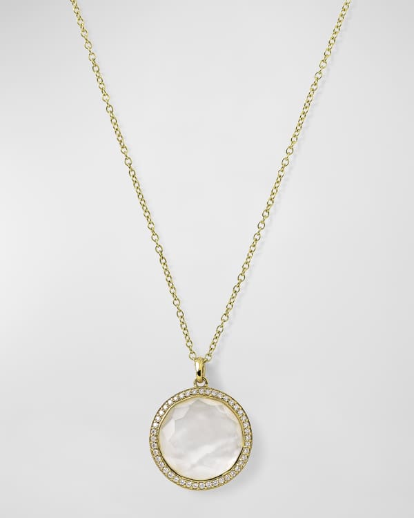 Ippolita 18K Gold Senso Medium 15.5mm Disc Pendant Necklace with Diamonds Neiman Marcus