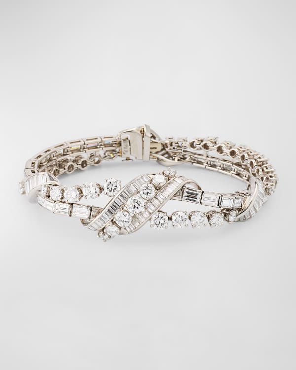 NM Estate Estate Cartier 18K White Gold Pave Diamond French Bamboo Flex Bracelet Neiman Marcus