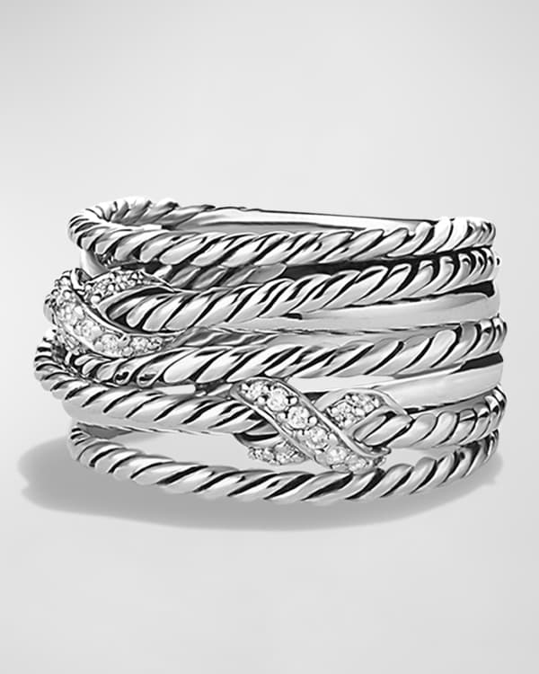 David Yurman Angelika 15mm Four-Point Ring in Silver with Diamonds ...
