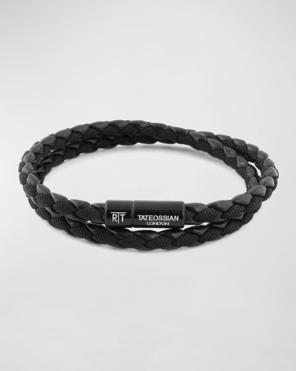 Tateossian Men's Braided Rubber DoubleWrap Bracelet, Size M Neiman