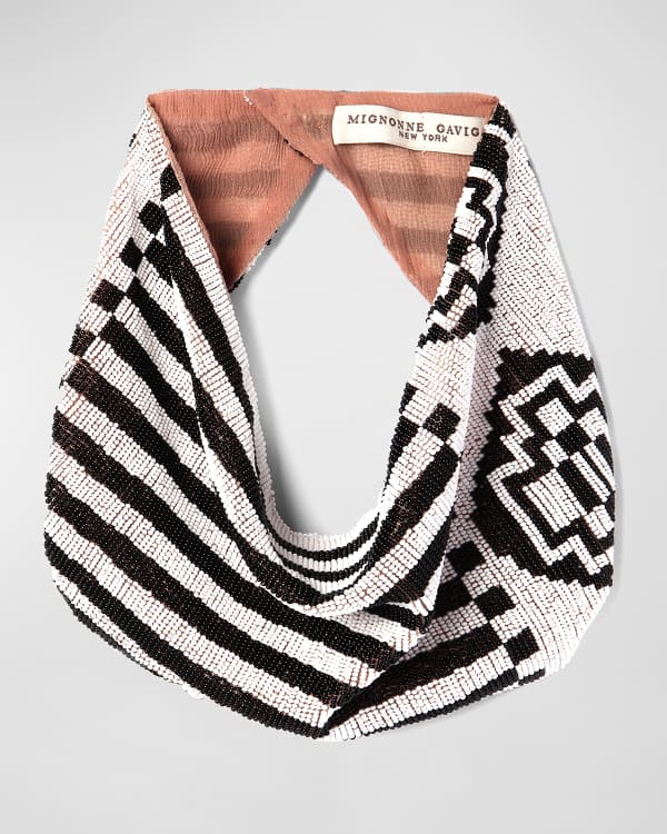 Shop PIERRE LOUIS MASCIA Stripes Silk Cotton Knit & Fur Scarves by