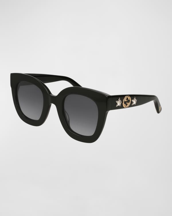 Gucci Square Bee Logo Acetate Sunglasses Neiman Marcus