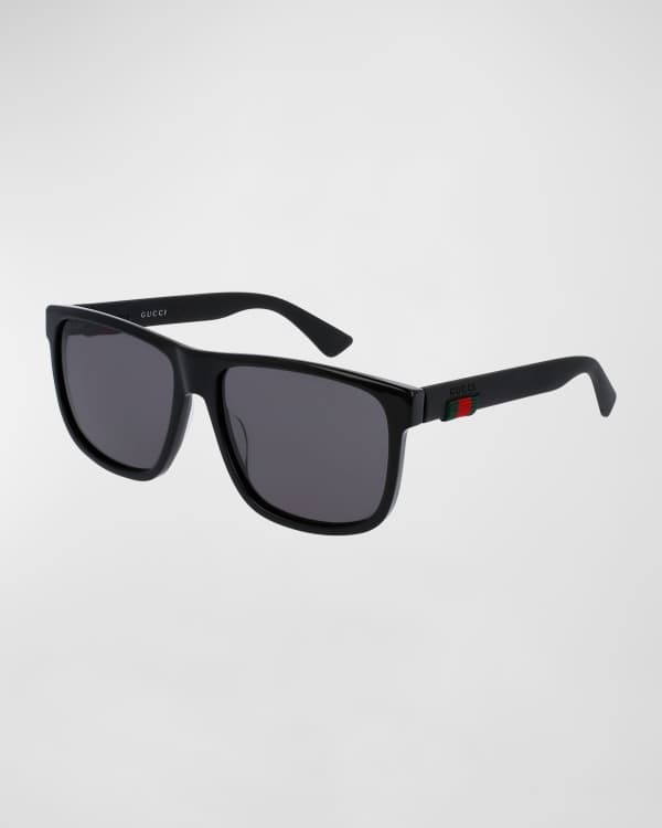 Gucci Men s Web Square Flat Top Injection Sunglasses Neiman Marcus