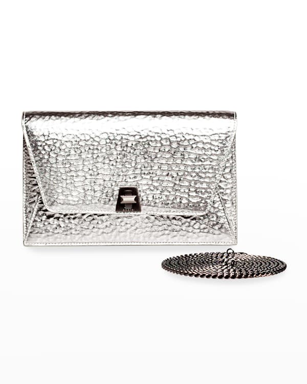 Akris Anouk Python Snakeskin Envelope Clutch Bag Silver