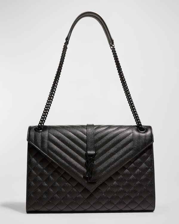 Chanel Black Quilted Lambskin Envelope Flap Shoulder Bag