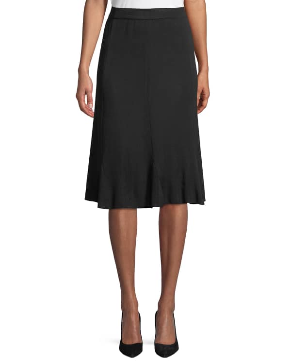 Eileen Fisher Quilted A-Line Silk Midi Skirt