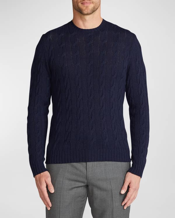 Ralph Lauren Purple Label Monogram Silk-blend Polo-collar Sweater In Lux  Cream