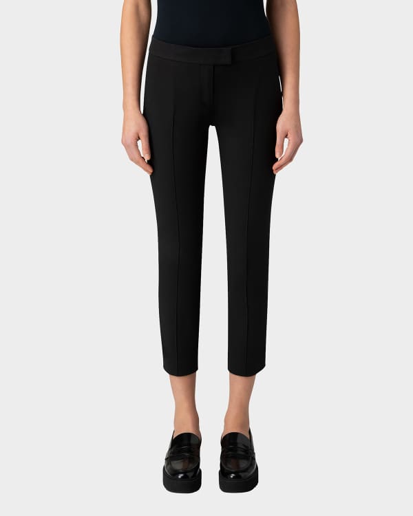 St. John Crepe Marocain Ankle Pants, Caviar | Neiman Marcus display picture 1