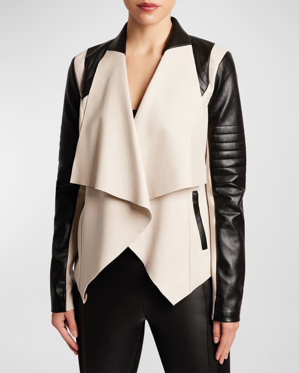 Blanc Noir Mesh Leather Moto Jacket Black/Gold