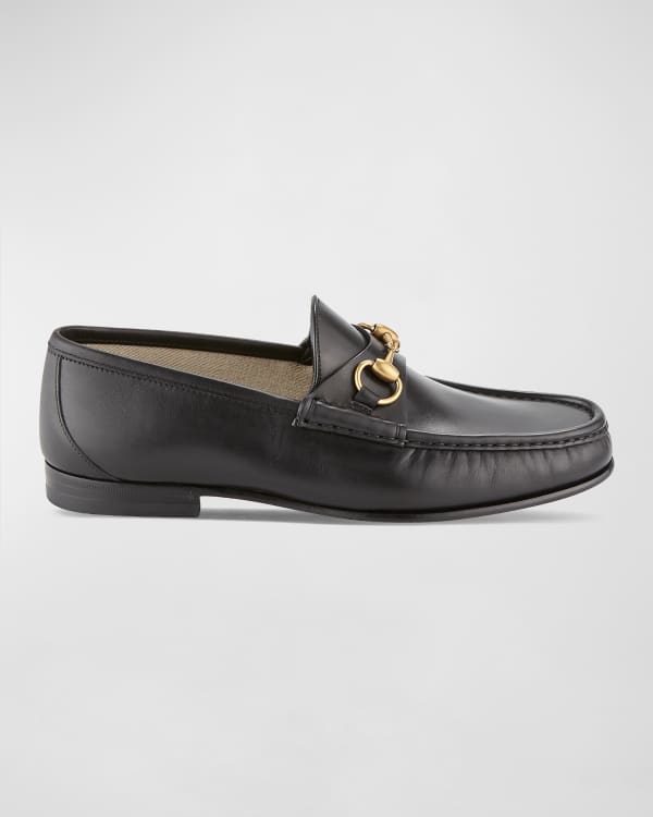 Gucci Men's Donnie Web Leather Loafers | Neiman Marcus