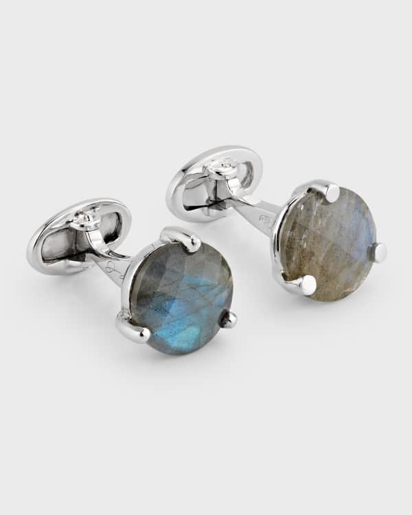 Jan Leslie Men's Silver Rope Tube Cufflinks and Studs Set | Neiman Marcus