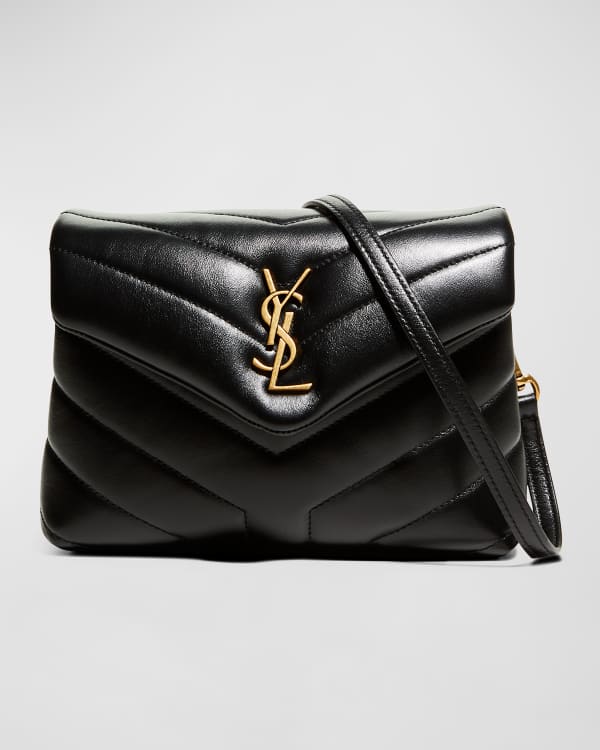 Yves Saint Laurent Black Chevron Quilted Grained Leather Mini Lou Camera  Bag - Yoogi's Closet
