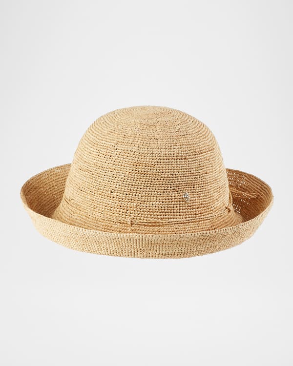 Helen Kaminski Metallic Leather & Raffia Large Brim Hat | Neiman