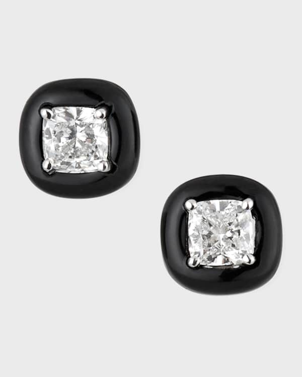 Diamond & Black Enamel Queen Stud Earrings main image 1