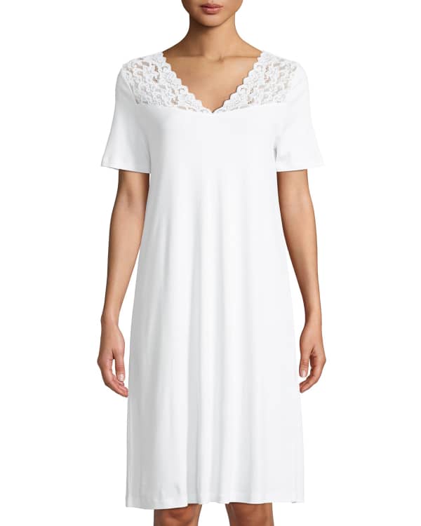 La Perla Exotique Lace-Inset Silk Nightgown