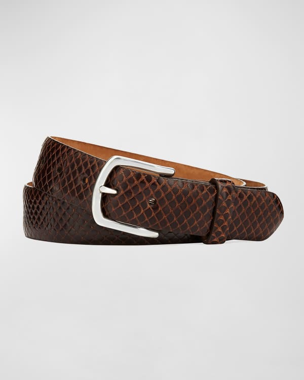 Berluti Venezia Leather Belt, Black | Neiman Marcus
