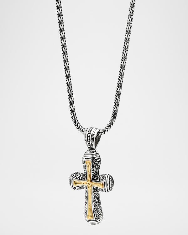 Konstantino Men's Tiger's Eye Doublet Two-Tone Cross Pendant