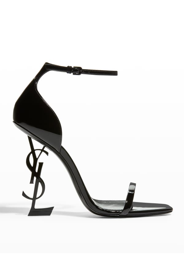 Saint Laurent Opyum Serpent Logo-Heel Sandals | Neiman Marcus