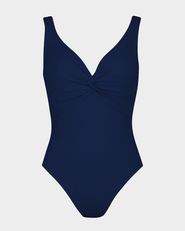 Girls Navy Geo One-Piece Swimsuit