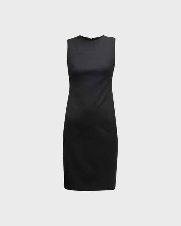 Theory Women's Twist Front Long Sleeve Satin Dress Black Size 2
