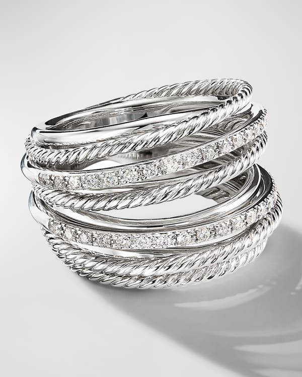 David Yurman Angelika 15mm Four-Point Ring in Silver with Diamonds ...