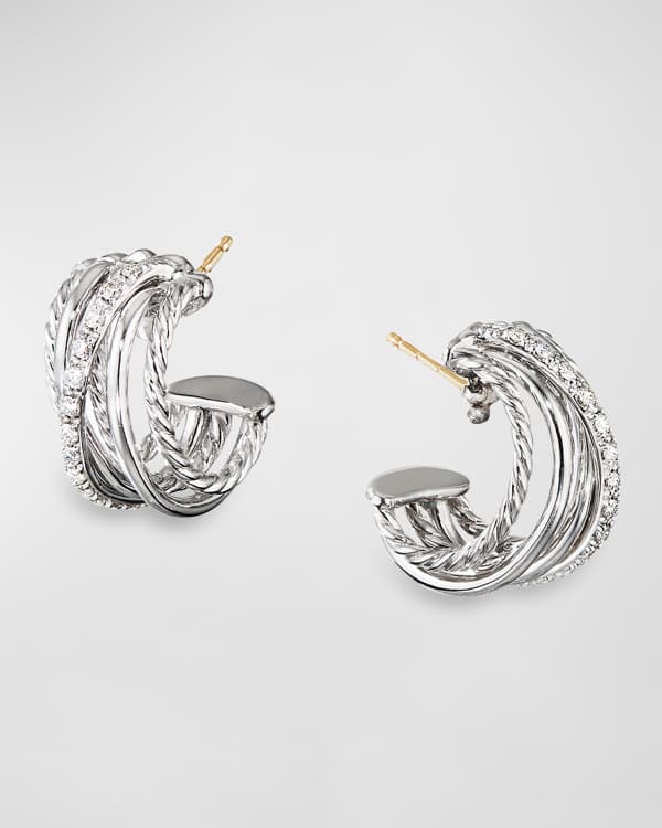 David Yurman 21mm Continuance Hoop Earrings in 18k White Gold Neiman Marcus