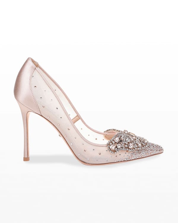 Badgley mischka fey cheap embellished ankle strap pump