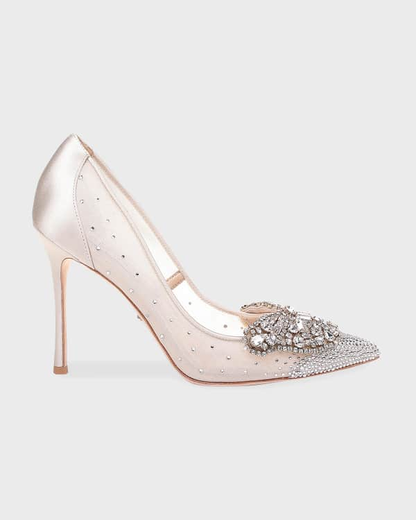 Badgley Mischka Cher Satin Buckle Cocktail High-Heel Pumps | Neiman Marcus