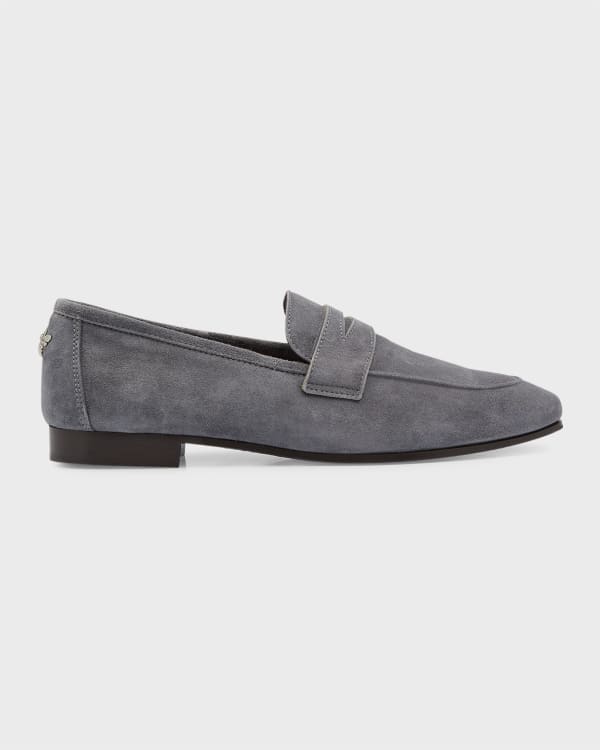 Bougeotte Suede Flat Penny Loafers | Neiman Marcus