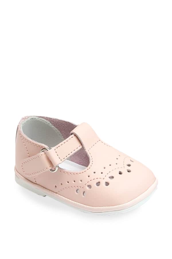 L'Amour Birdie Leather T-Strap Mary Jane in Pink