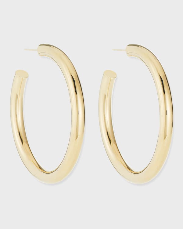 14k Gold Medium Thick Hoop Earrings - Zoe Lev Jewelry