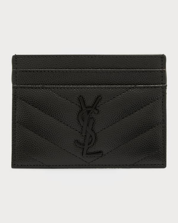 Saint Laurent Uptown Pebbled Leather Flap Card Case Noir