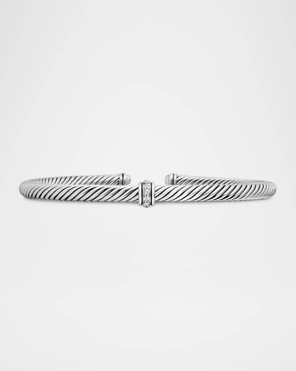 Cable Bracelet with Gemstone in Silver with 18K Gold, 4mm