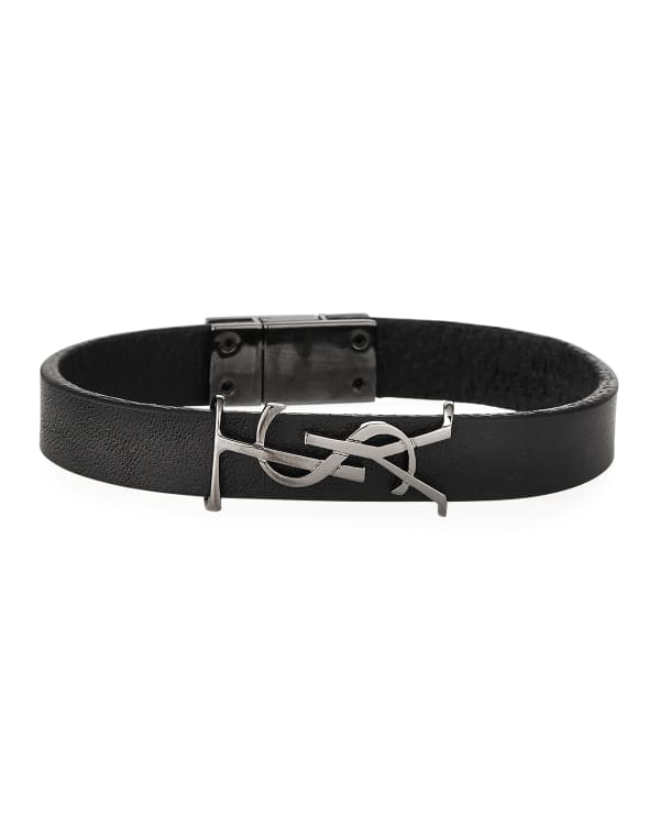 Black Logo-buckle braided leather belt, Saint Laurent