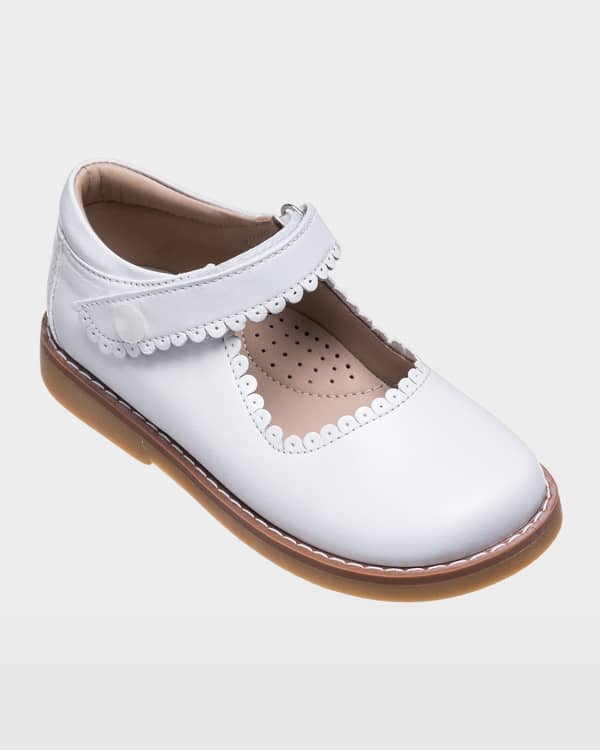 Elephantito Girl s Scalloped Leather Ballet Flats Toddler Kids Neiman Marcus