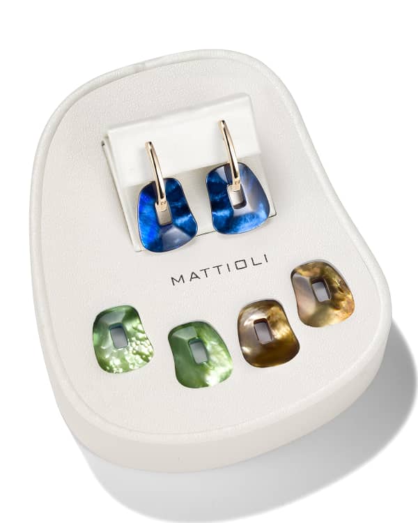Mattioli 18k Rose Gold Mother of Pearl Puzzle Earrings w Diamonds