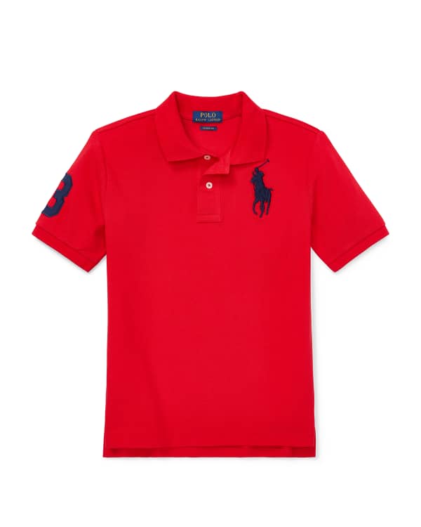 Ralph Lauren Childrenswear Boy s Big Pony Mesh Knit Polo Size S XL Neiman Marcus