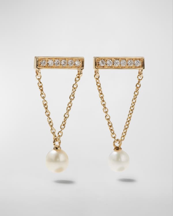 Mizuki 14k Gold Pearl and Diamond Stud Earrings | Neiman Marcus