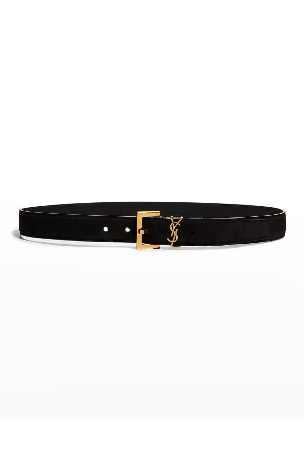 Saint Laurent YSL Monogram Suede Belt Neiman Marcus