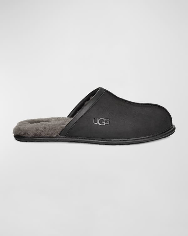 UGG Men's Scuff Logo Suede/Sheepskin Slippers | Neiman Marcus