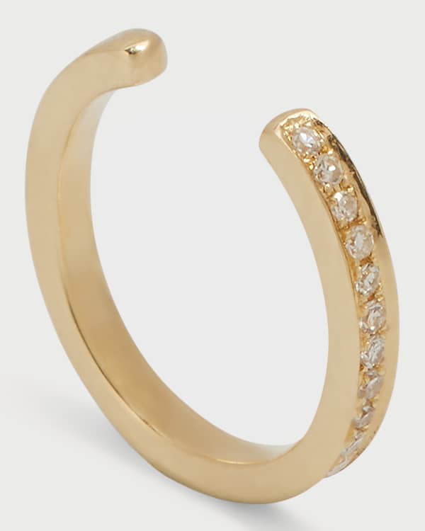 Diamond Ear Cuff With Diamond Stud Chain - Zoe Lev Jewelry