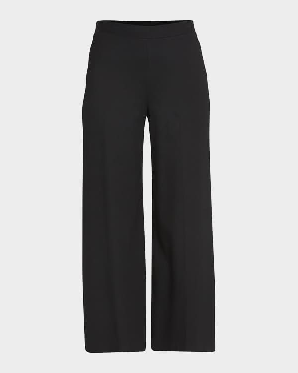 Khaite Pheadra Wide-Leg Ankle Crepe Pants | Neiman Marcus