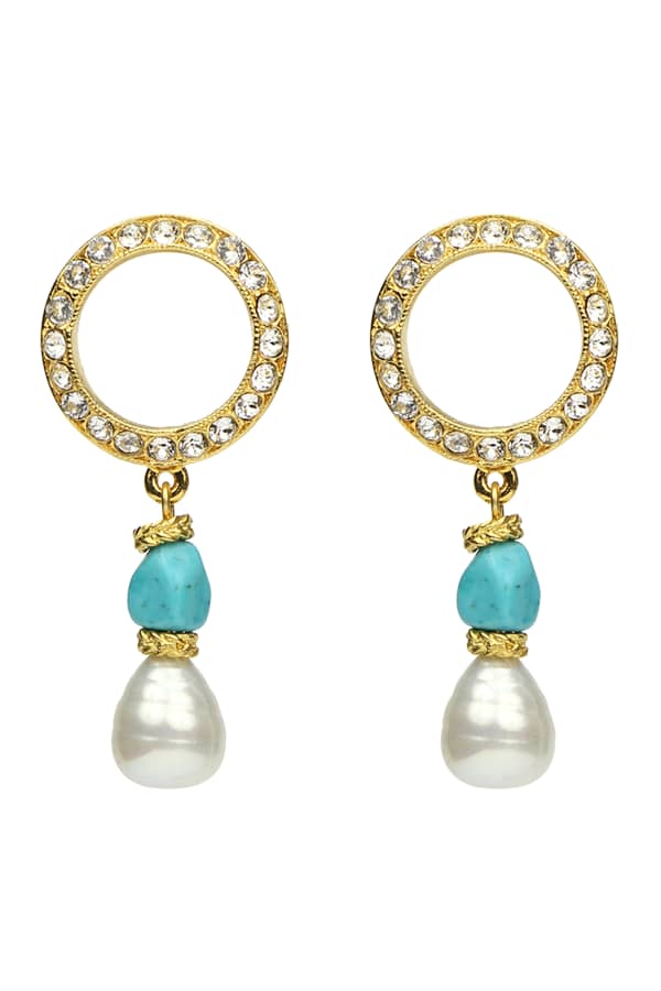 Lizzie Fortunato Alchemy Pearl & Turquoise Dangle Earrings | Neiman Marcus