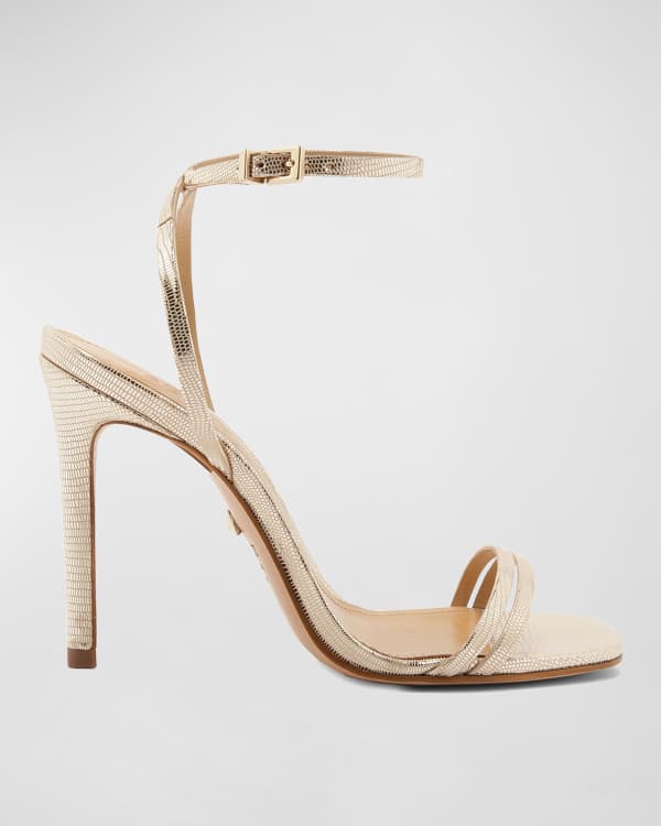 Schutz Josseana Metallic Ankle Tie High Heel Sandals Neiman Marcus