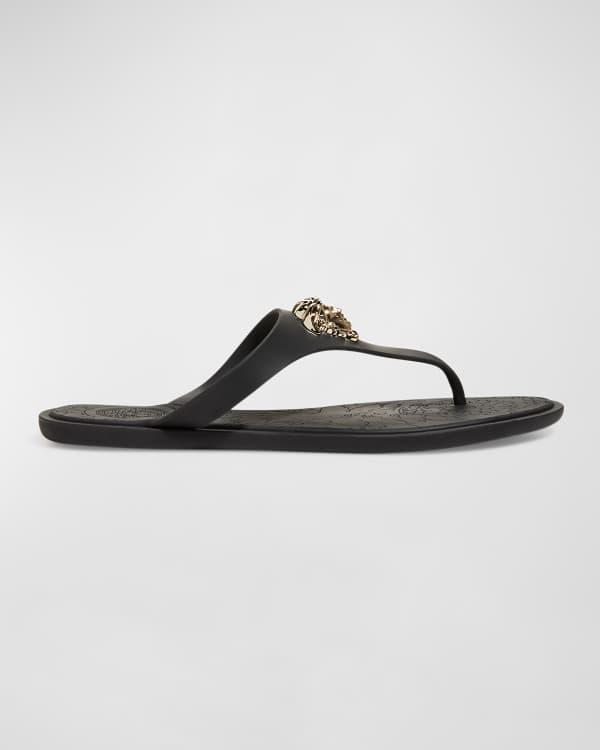Versace 45mm Kitten Heel Crystal Thong Sandals Neiman Marcus