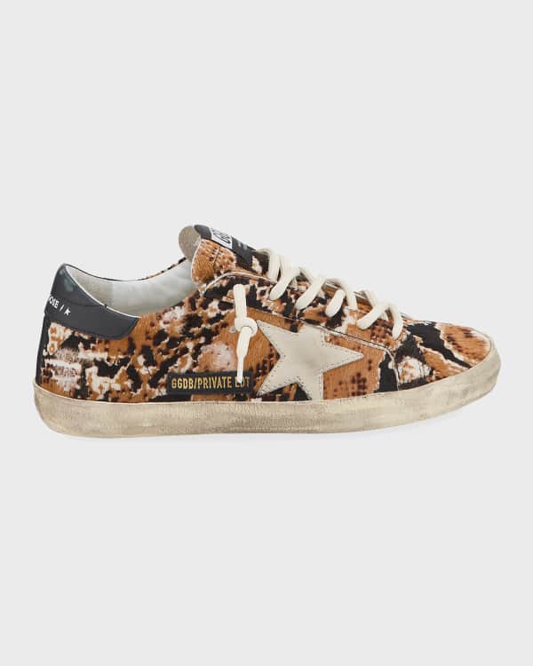 Golden Goose Superstar Animal-Print Fur Heart Sneakers | Neiman Marcus